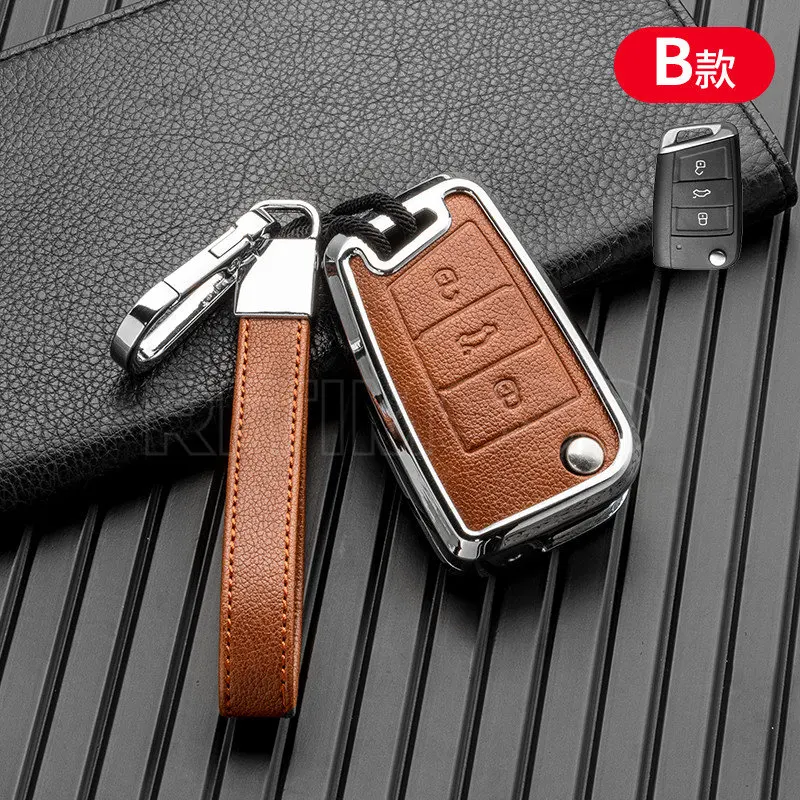 Carcasa de Metal para llave de coche, carcasa sin llave para VW Volkswagen Golf 7 MK7 Tiguan MK2, Seat Ateca Leon FR 2 Ibiza Skoda Octavia