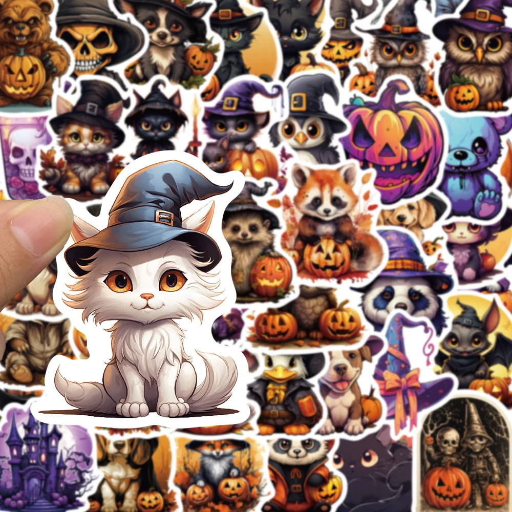 

10/30/50pcs Cartoon Magic Animal Stickers Gothic Pumpkin Cartoon Sticker Phone Laptop Scrapbooking Suitcase Decals Fun for Kids