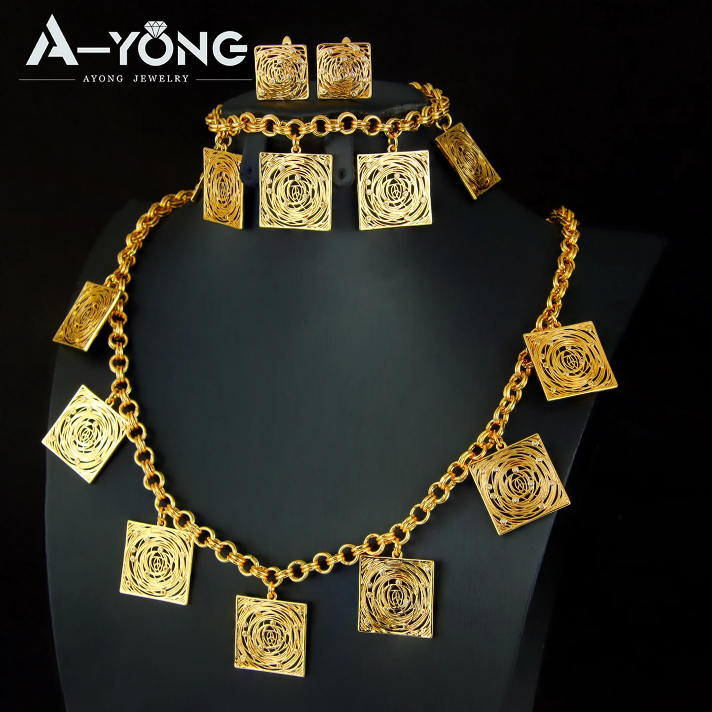 

Algeria Bridal Vintage Wedding Jewelry Set 24k Gold Plated Saudi Muslim Necklace Bracelet Earrings Nigeria Women Party Jewelrys