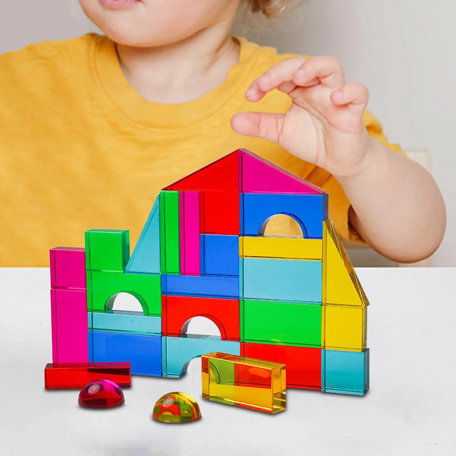 Set di blocchi cubici Cubi acrilici arcobaleno impilabili per l'apprendimento del regalo del giocattolo