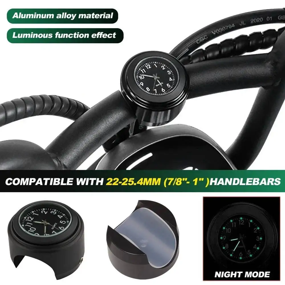 Motorcycle Watch Clock For All 7/8'- 1' Handlebar Black Aluminum Alloy Motor Accessories Waterproof