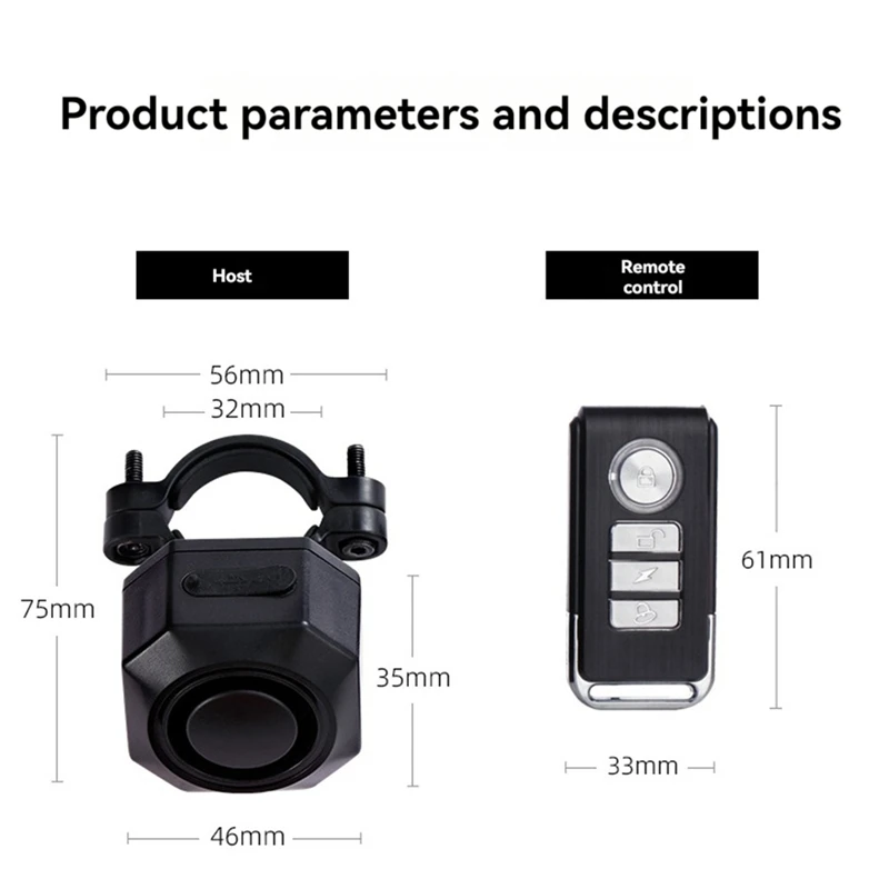 Велосипедная вибрационная сигнализация с зарядкой через USB, охранная сигнализация для мотоцикла и велосипеда с дистанционным управлением-ABJU