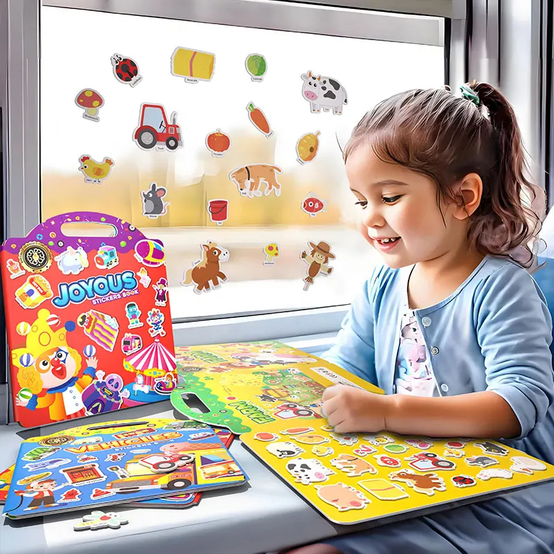 Waterproof Reusable Sticker Book for Kids - Dinosaurs, Animals, Space,Vehicles & Ocean Themes | Travel Car Airplane Quiet Time A view 4
