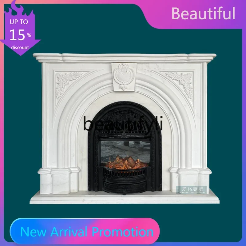 

D80 D071 Marble fireplace white marble French arch stone mantel stone carving retro interior entrance decorative cabinet orname