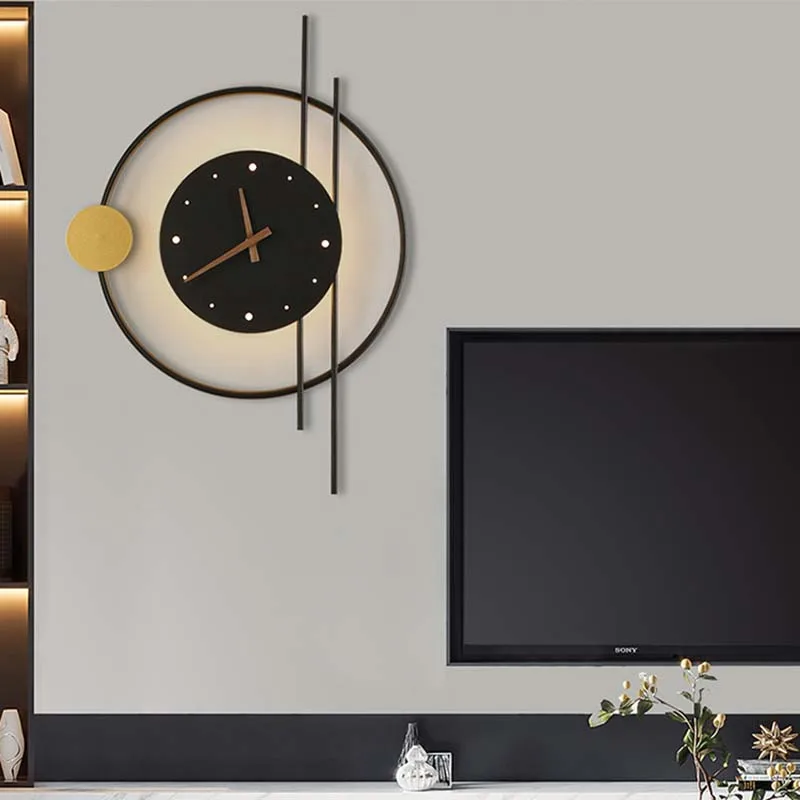 Scandinavian Creative Clock Wall Lamp Living Room Bedroom Background Wall Lamp Decorative Wall Clock Home Art LED Lighting