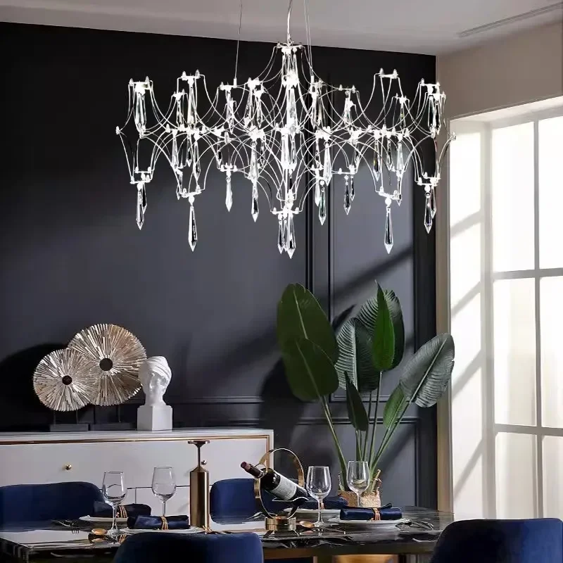 Postmodern living room chandelier light luxury crystal dining room bedroom exhibition hall designer art gypsy star light cube li