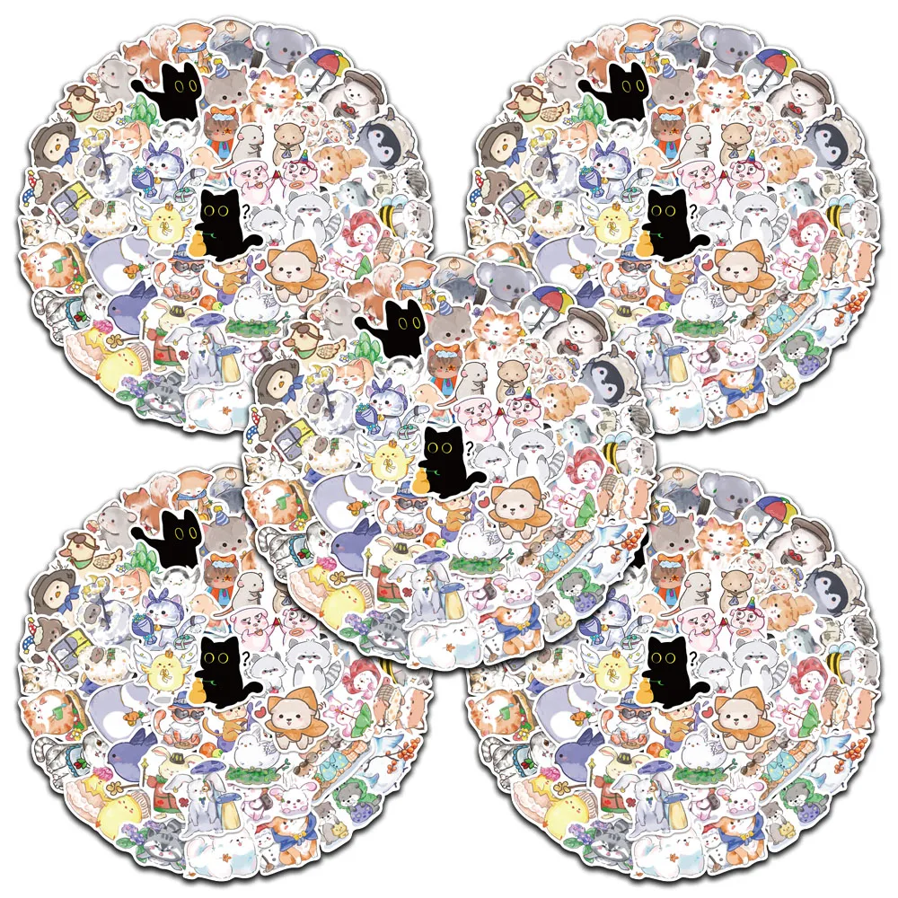 5 مجموعات ريترو لطيف الكرتون الحيوانات ملصقات لأجهزة الكمبيوتر المحمول زجاجة ماء الأمتعة دفتر الغيتار الهاتف مقاوم للماء شارات الفينيل #1