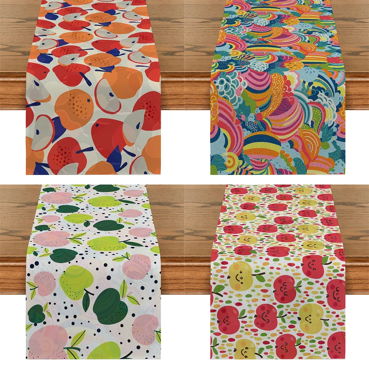 

Abstract Fruit Table Flag Apple Lemon Table Runner Modern Abstract Art Holiday Party Home Kitchen Table Aesthetically Decorated