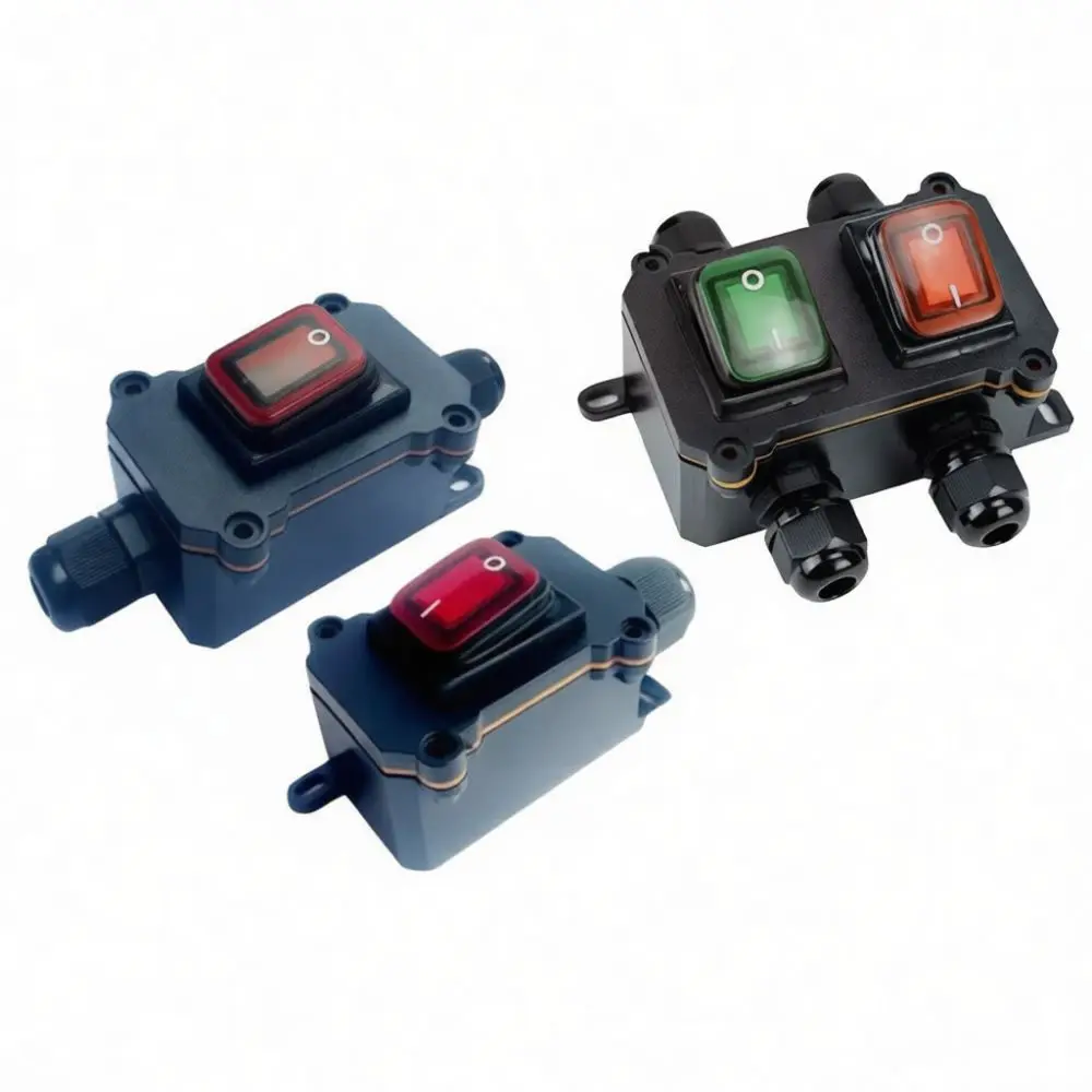 Outdoor Waterproof Junction Box With Rocker Switch High Current Inline Electrical Control Modular Connection Accessory