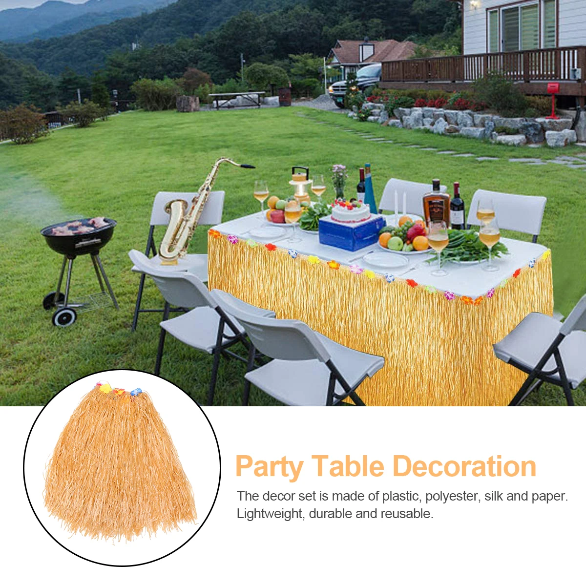 

Table Decoration Set Decorations for Party Birthday Tropical Themed Supplies Hawaii Dining Hawaiian Banquet Ornament Skirt