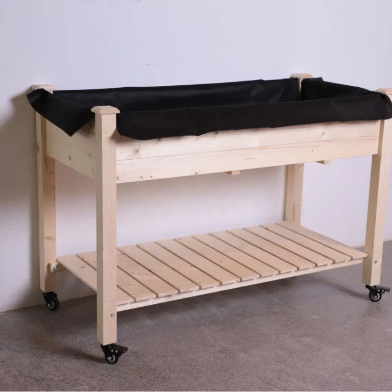 

Solid wood flower bed multi-layer movable outdoor planting box flower rack rack