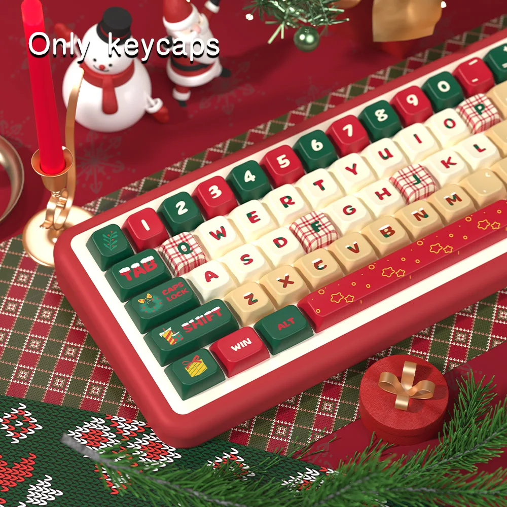 KYOMOT Merry Christmas Theme Keycaps MDAProfile 158 Keys ISO PBT Dye Sub Keys Caps For MX Switch DIY Layout Mechanical Keyboard