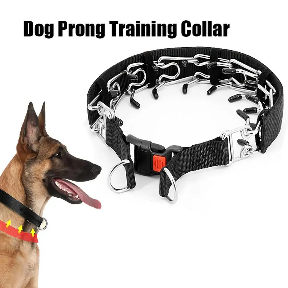 No Pull Nylon Cover Dog Prong Collar Dog Training Pinch Collar with Comfort Tip and Quick Release Buckle for All Sizes Dogs Pets