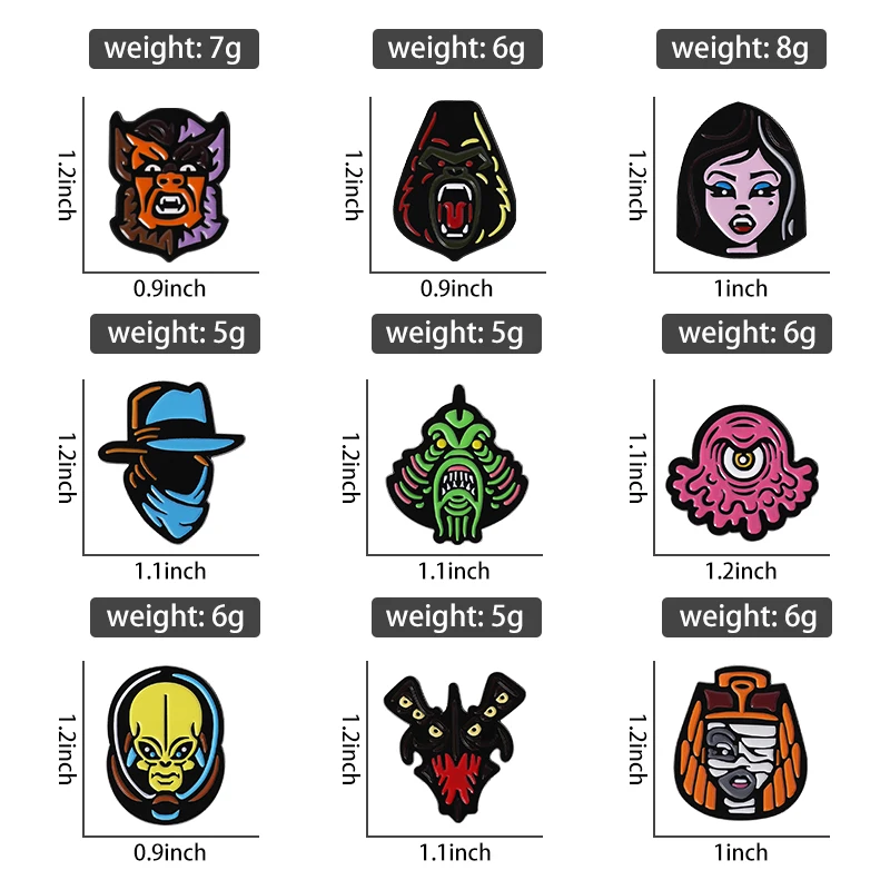 الخيال العلمي فيلم الرعب الخيال مصاص دماء المينا دبابيس غامضة الخيال الوحش موضوع دبابيس التلبيب شارات الملابس المشجعين المجوهرات هدية