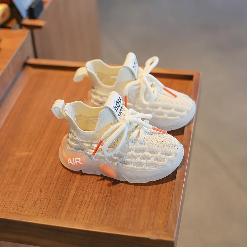 Sneakers Children's Lightweight Boys Girls Baby Casual Shoes Soft Bottom Breathable Comfy Kids Sports Student Running Mesh Bre