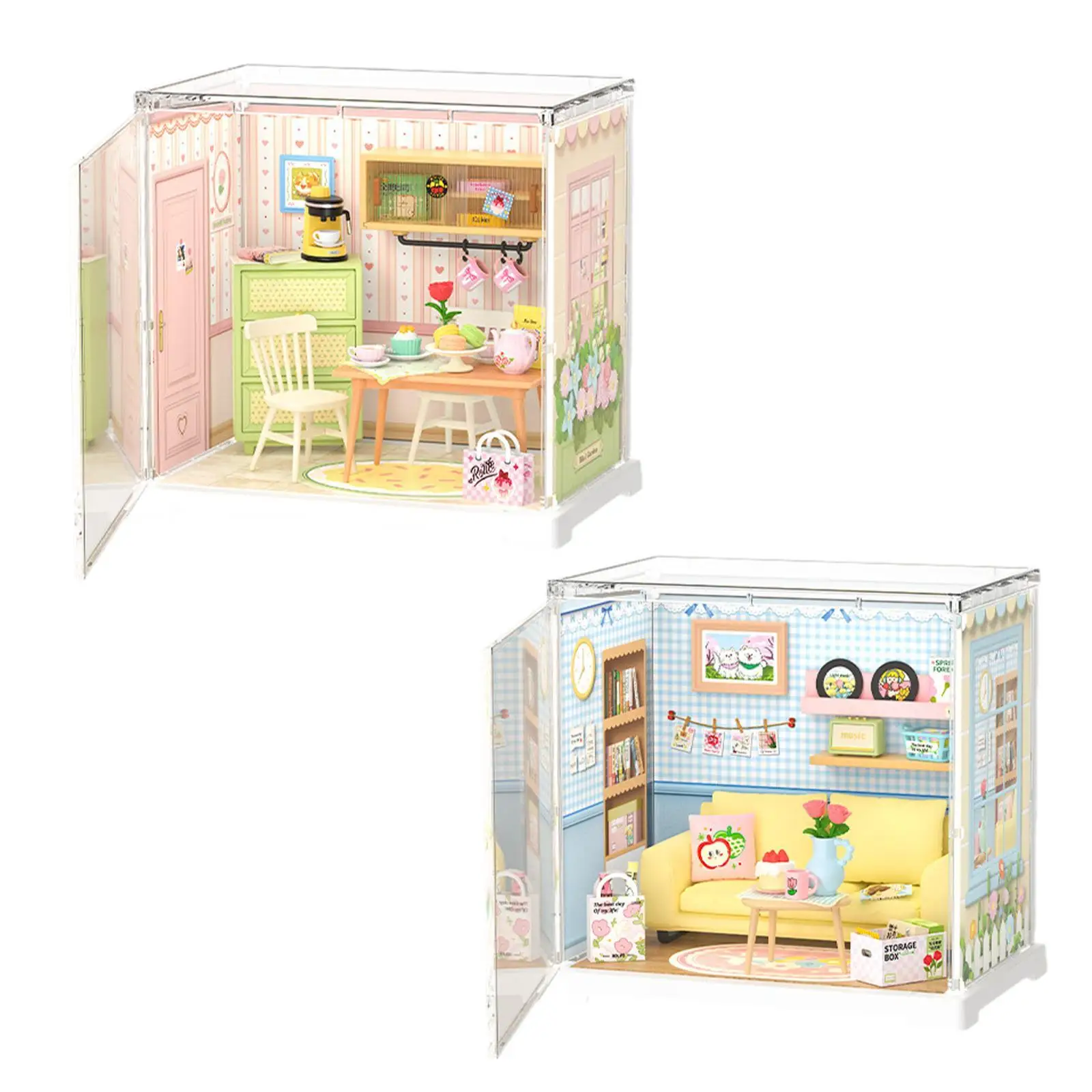 Casa de muñecas en miniatura DIY con muebles, casa de juguete artesanal, Kit de bloques de construcción, Mini modelo de casa para niños, niñas, amigos y niños