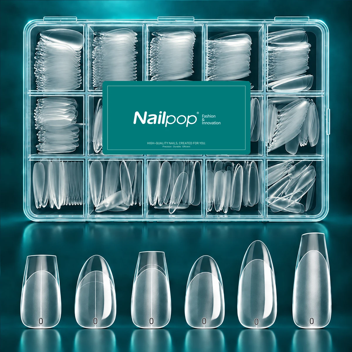Nailpop Pre Built Apex Glass French Nail Tips Clear Fake Nails 15 Sizes No Builder Needed Press On Nail Extensions 300Pcs