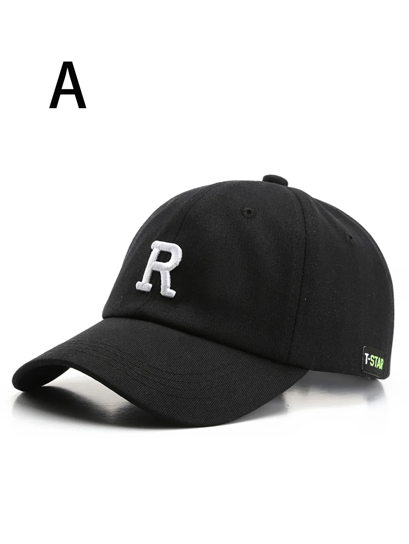 1 unisex all season fashionable pure cotton retro embroidered letter R baseball cap