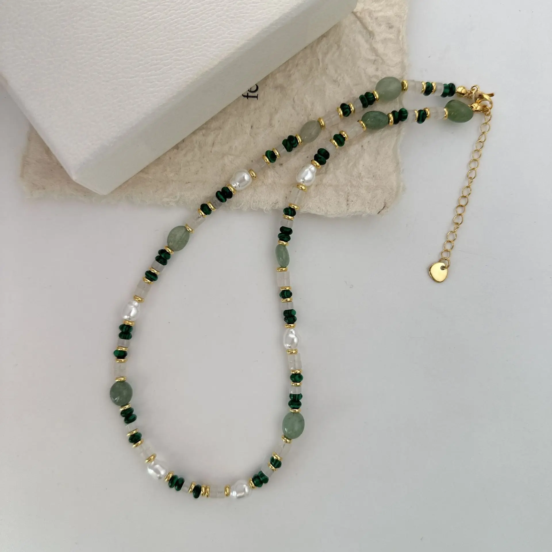 Neue Ankunft Trendy Natürliche Süßwasser Perle & Jade Stein 14K Gold Gefüllt Weibliche Schmuck-Set Für Frauen Halskette Armband geschenke – Detail 2