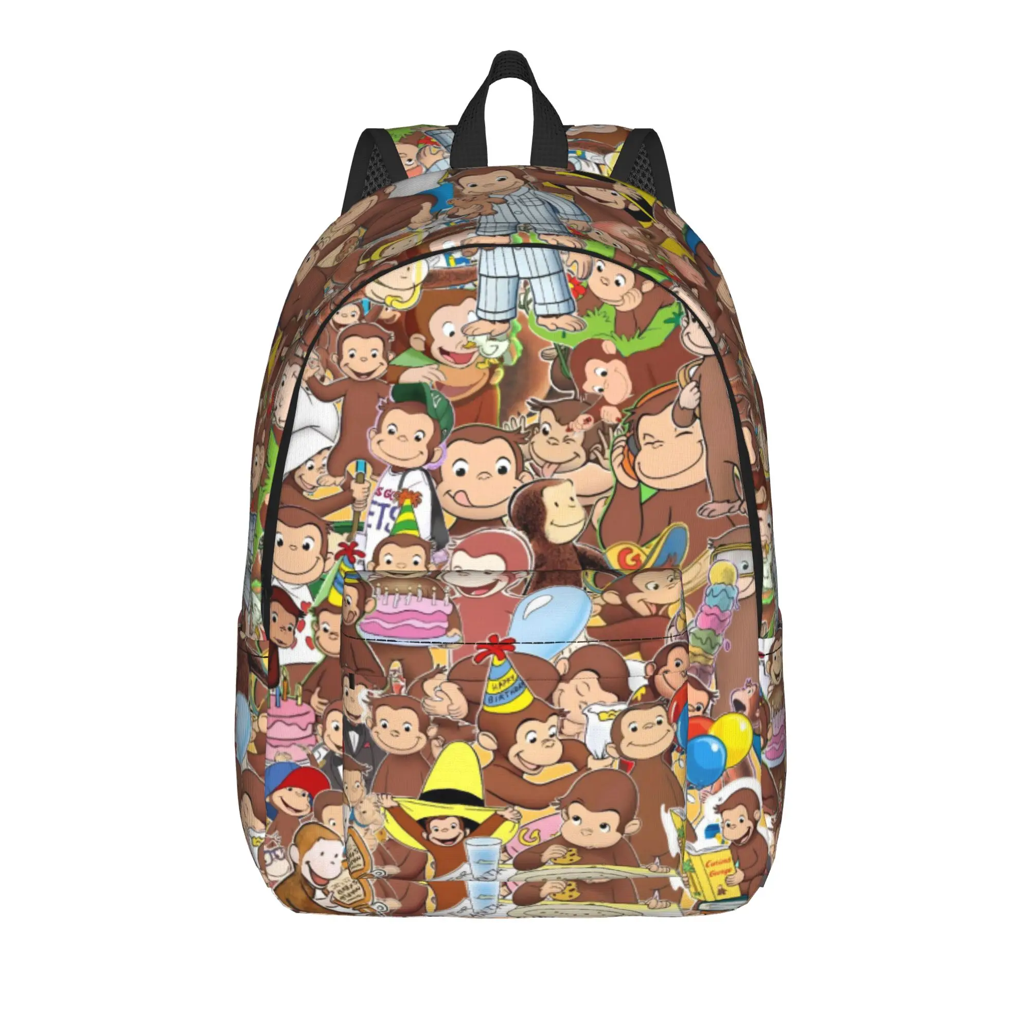 Curious Monkey Georges Cartoon Cool Backpack Gift Student Hiking Travel TV Series Daypack Men Women Laptop Computer Canvas Bags