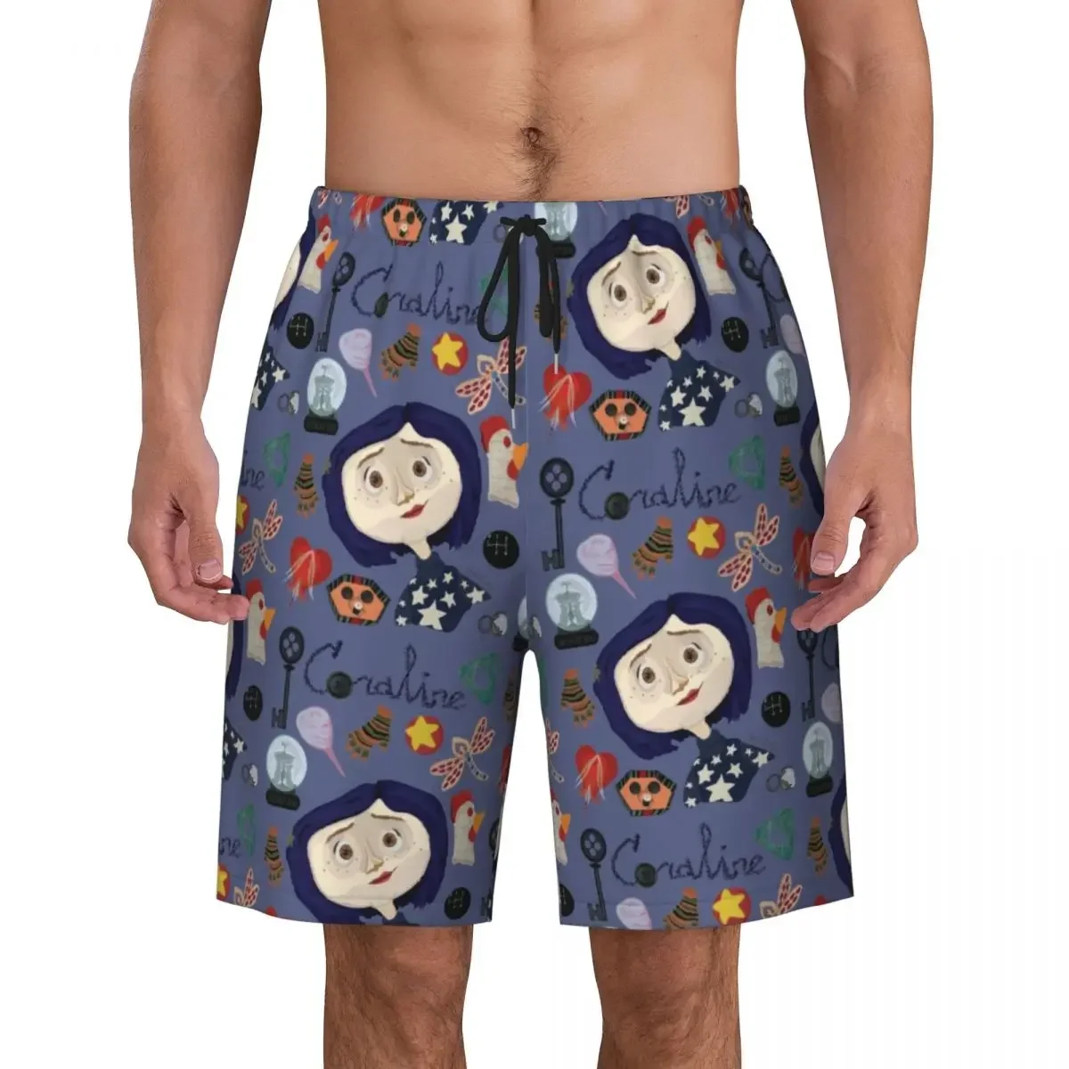 Halloween Horror Film Coraline Men's Swim Trunks Beachwear Quick Dry Beach Board Shorts Swimming Boardshorts