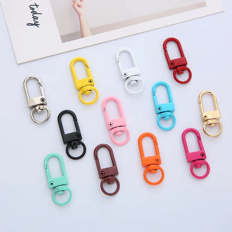 Candy color metal paint keychain dog clasp Color spray paint U-shaped door clasp Hook Bag pendant DIY accessory accessories