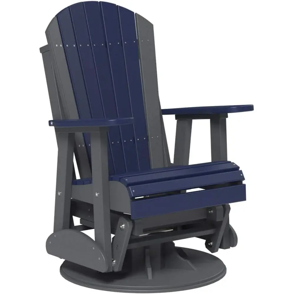 

2' Adirondack Outdoor Swivel Glider Chair, Patio Gliding Rocker, Swiveling Glider Rocking Chair or Outside (Patriot Blue/)