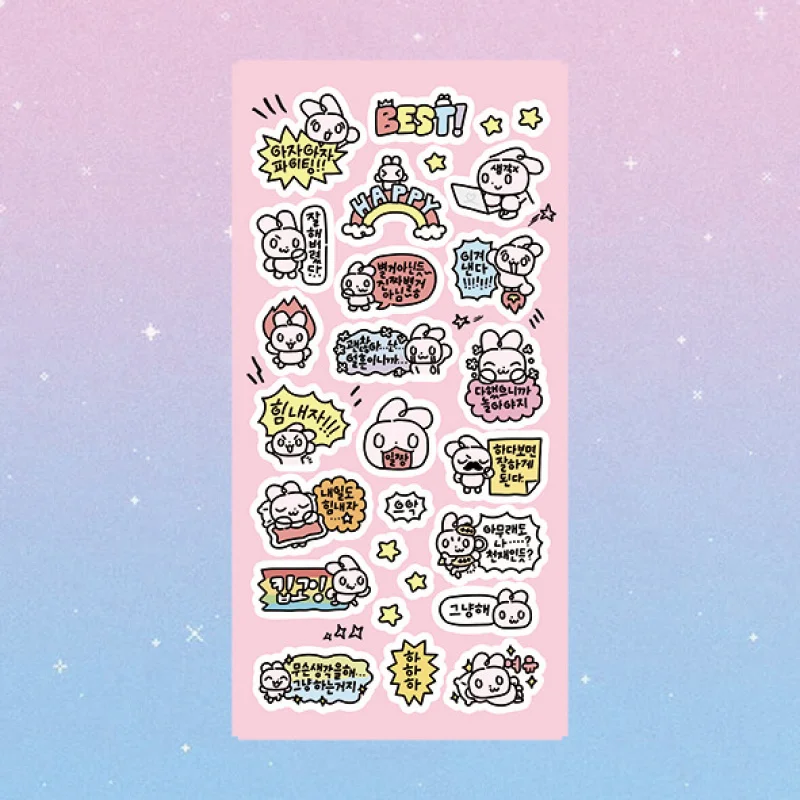 Cartoon Laser Cute Graffiti Korean Rabbit Cat Stickers Hand Account Diary Notebook Planner Scrapbook DIY Decorative Stickers