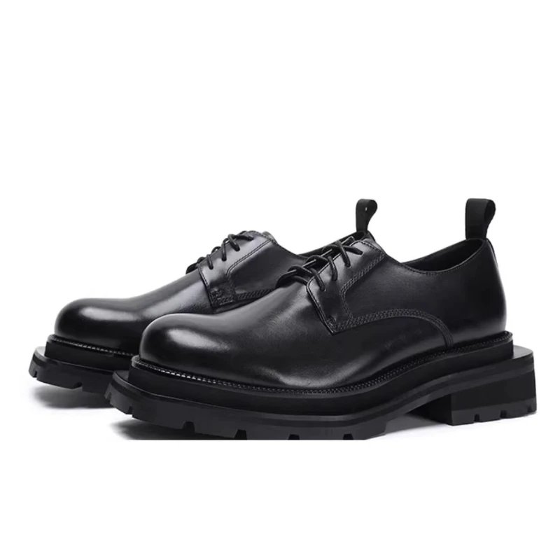 Business Premium Derby Shoes Men Wedding Party Shoes Thick Sole Height Increase 6cm Genuine Leather Casual Big Toe Leather Shoes