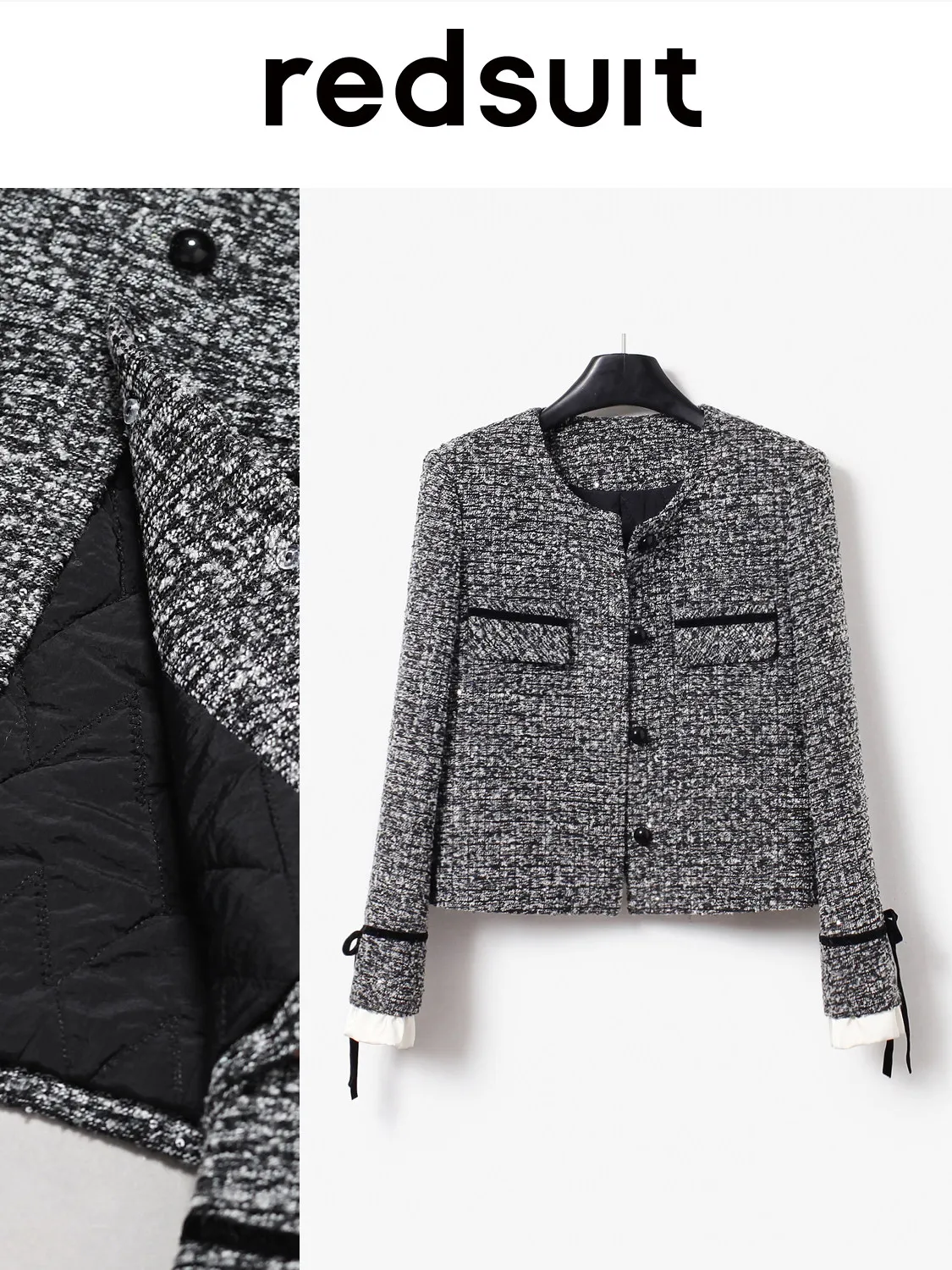 New Autumn winter cotton warm slim delicate bow tie coarse woolen coat top Custom size