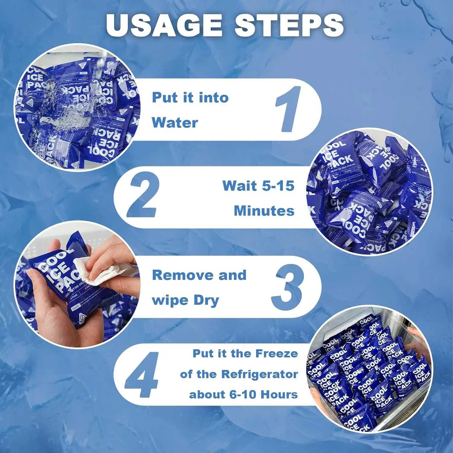 10 шт. долговечные одноразовые пакеты для льда 4x5 дюймов-48 часов холодного удержания без бисфенола А для морозильной камеры для ланч-боксов, охладитель для пляжных травм