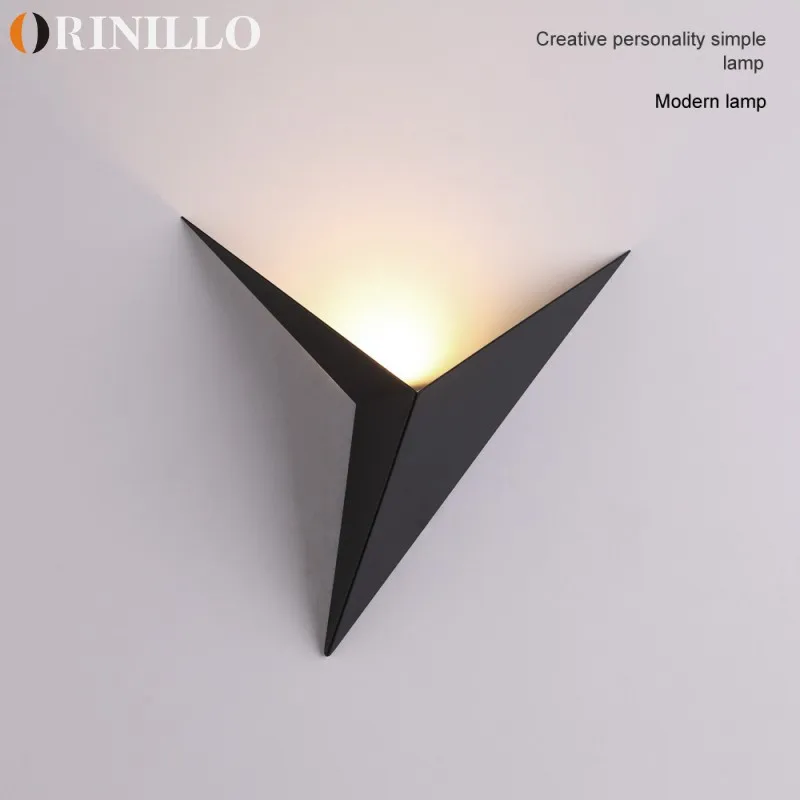 Modern and minimalist LED triangular wall lamp bedroom study hotel room bedside LED wall lamp mirror front lamp