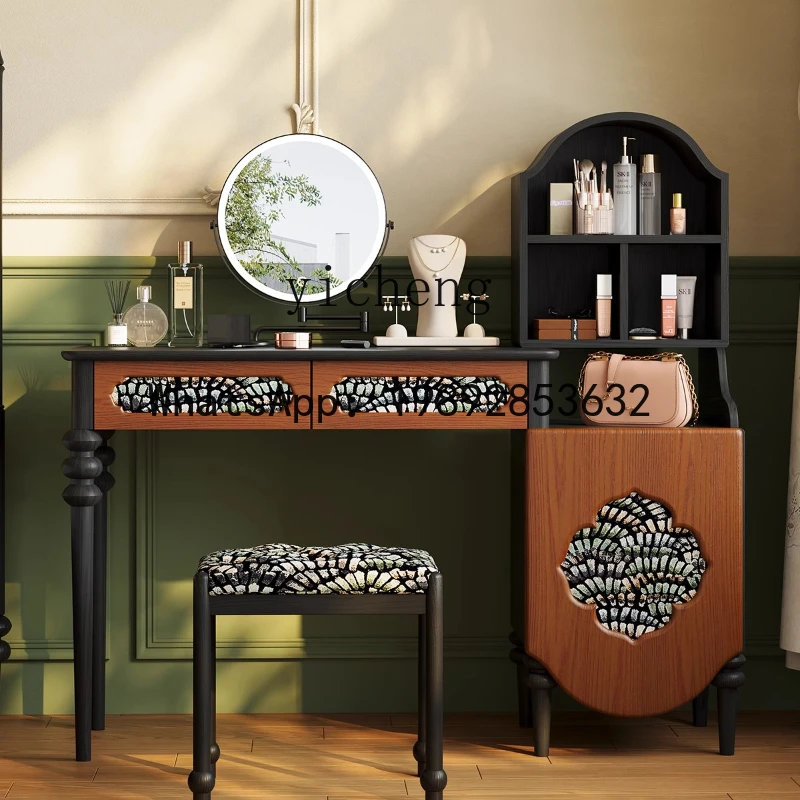 retro dresser chest integrated small apartment bedroom master bedroom corner makeup table solid wood light luxury
