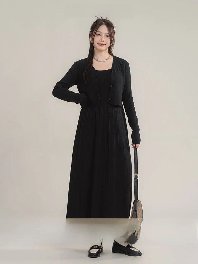 

Heynew plus Size Women's Sweater Dr Two-Piece Set Korean Sle Winter High-End Feeling Commute Faion plus Size Set