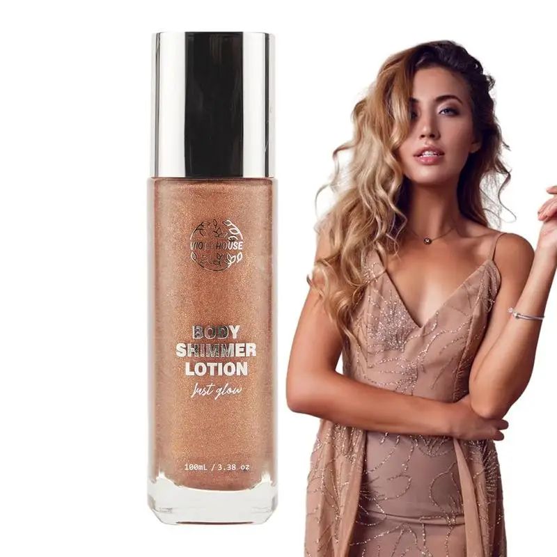 Evidenziatore per il corpo da 100ml lustro a lunga durata illumina Glitter luccicante crema per il corpo evidenziatore bronzer Body shimmer