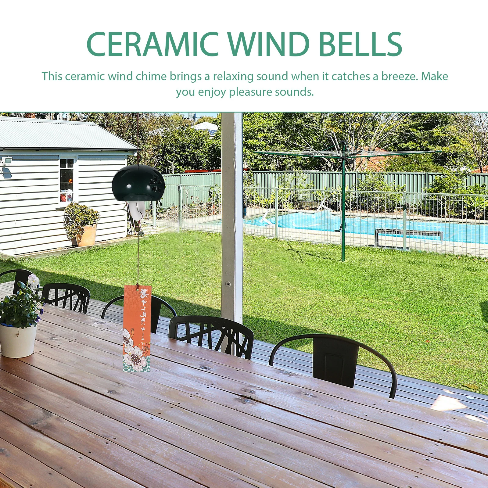 

Ceramic Wind Chime Japanese Style Hanging Decorative Pendant Relaxing Garden Outdoor Balcony Wind Bells Japanese Pendant