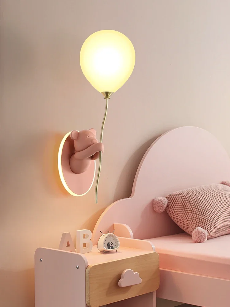 Creative and Personalized Cartoon Children's Room, Bedroom, Bedside Wall Lamp, Artistic Bear Atmosphere Wall Light Fixture