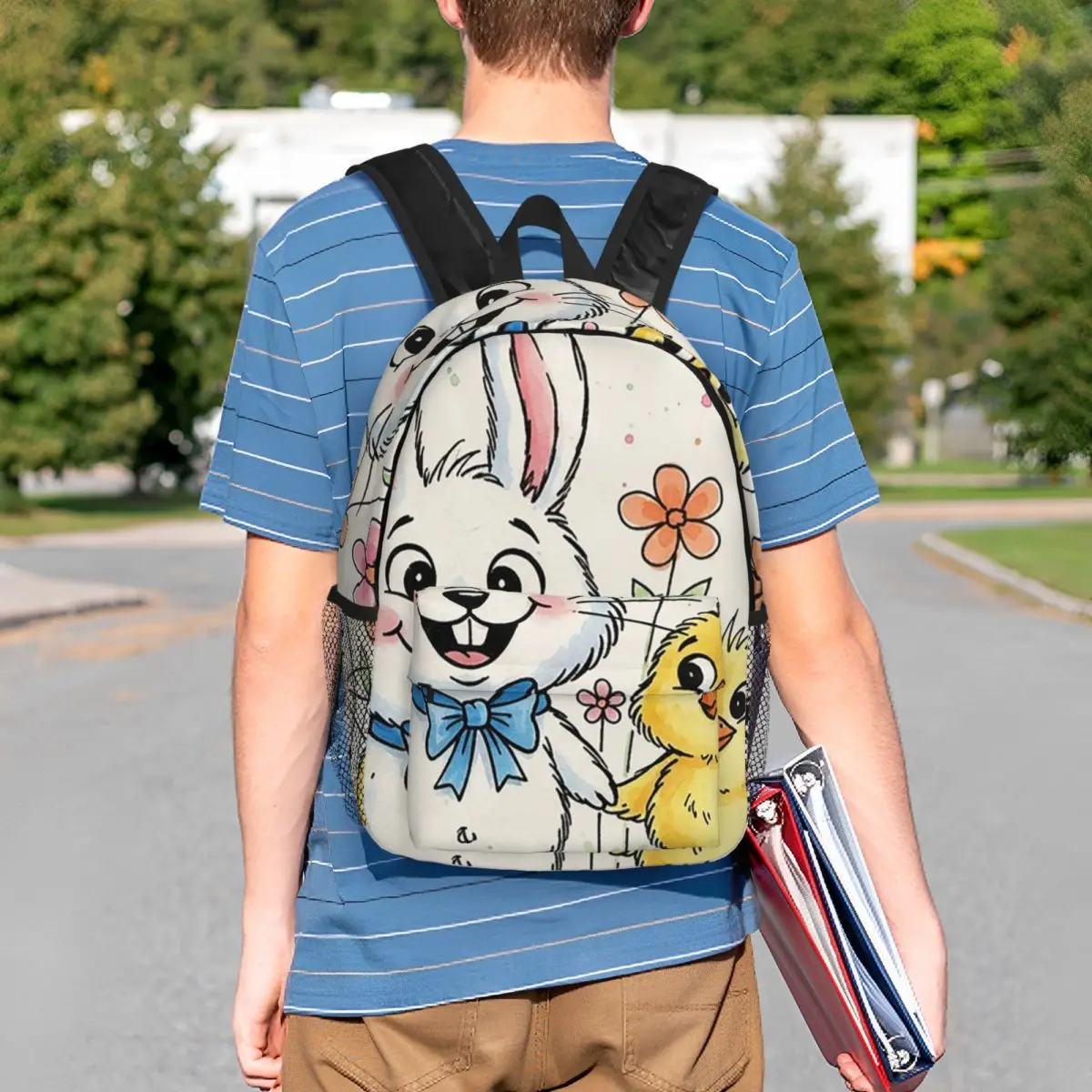 Cartoon Style Rabbit And Duck Backpack Student BookBag Children School Bag Computer Shoulder Bags for Boys Girls