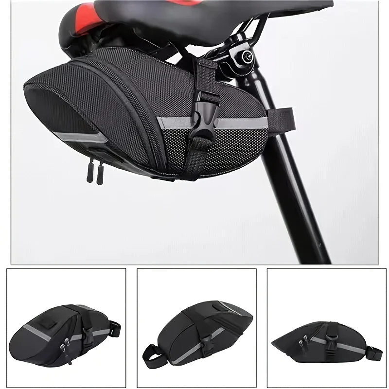 AliExpress Other Adjustable strap, nylon, black cycling quick-release rear bag - large capacity, sticky hook storage tools and accessories
