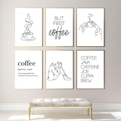 Modular Pictures Nordic Style Print Poster Line Cup Coffee Shop Wall Art Canvas Painting For Kitchen Coffee Bar Minimalist Decor