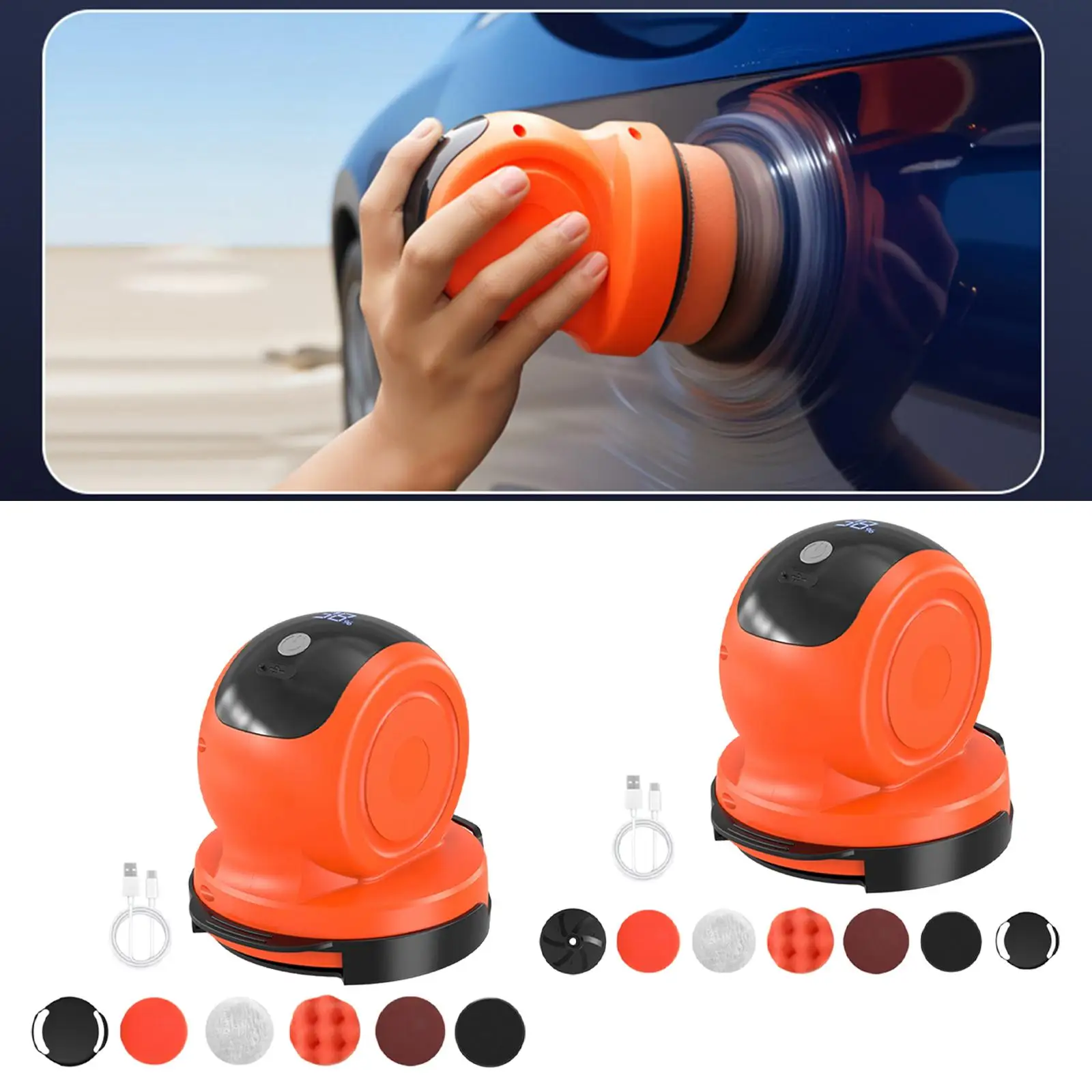 Electric Rechargeable Car Buffing Machine Lightweight 3 Variable Speed Polisher for Car Cleaning and Waxing