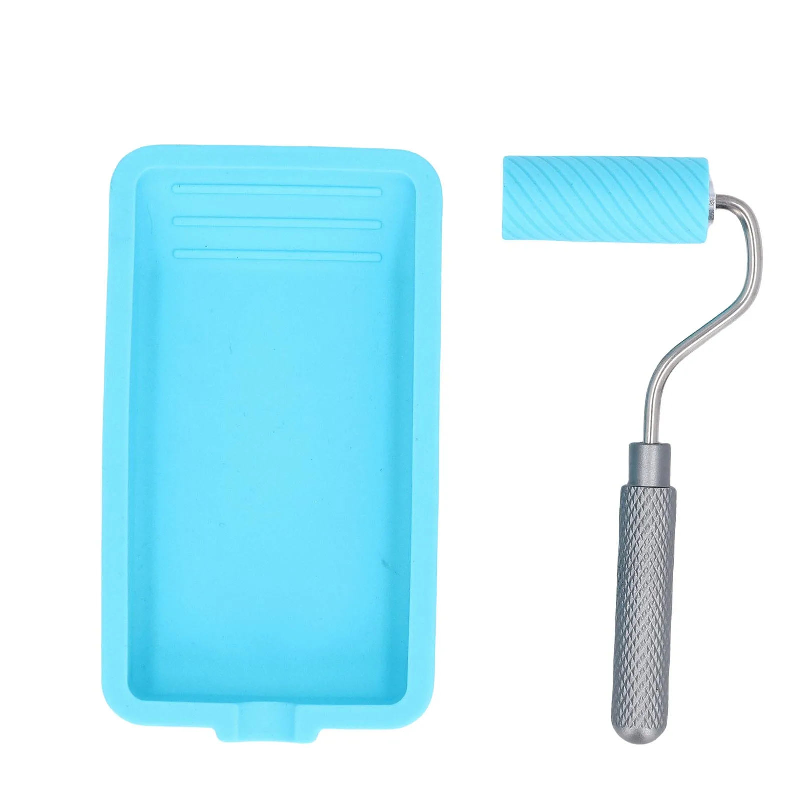 Latex Roller and Tray Silicone Paint Roller and Tray Set Reusable Soft Adhesive Latex Roller and Tray for Woodworking Crafts