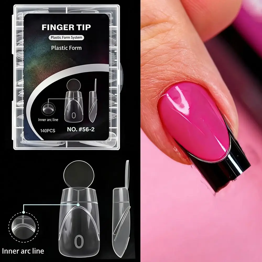 140PCS Matte Surface French Nail Dual Forms 14 Sizes Quick Extension Full Cover Dual Nail Molds with Inner French Line Reusable