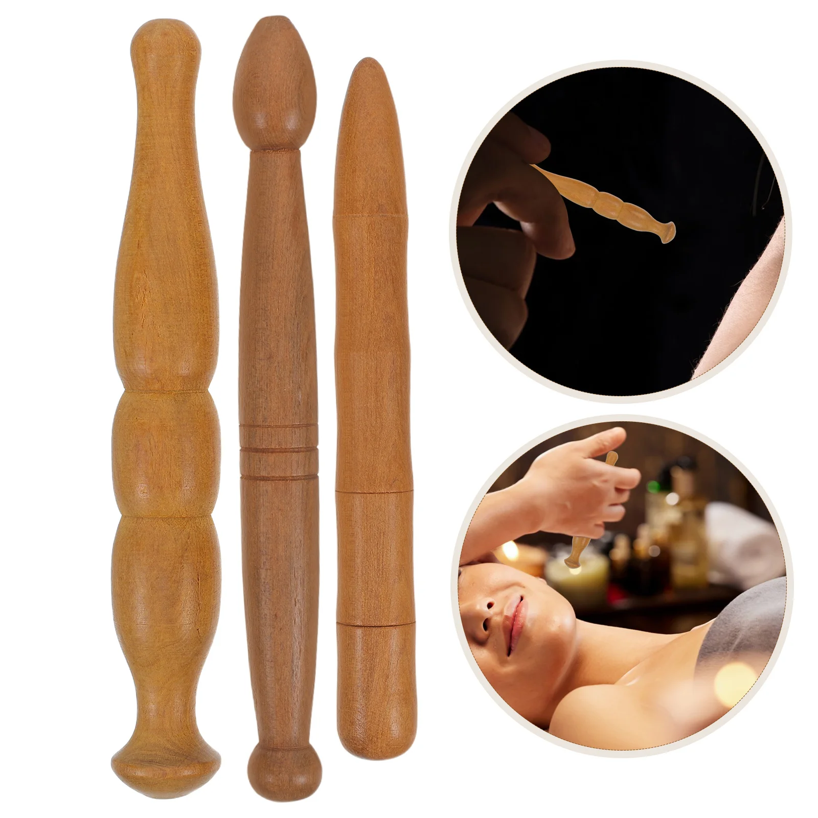 

3Pcs Wooden Massage Stick Set for Acupressure and Reflexology Targeted Relief Smooth Ergonomic Design Portable Handheld Wood
