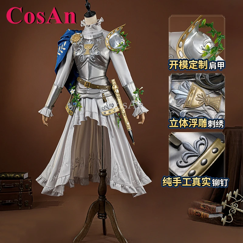 

Костюмы для косплея CosAn Game Identity V: Психолог/Эда Мессмер, униформа Серебряного рыцаря, платье, одежда для ролевых игр на Хэллоуин