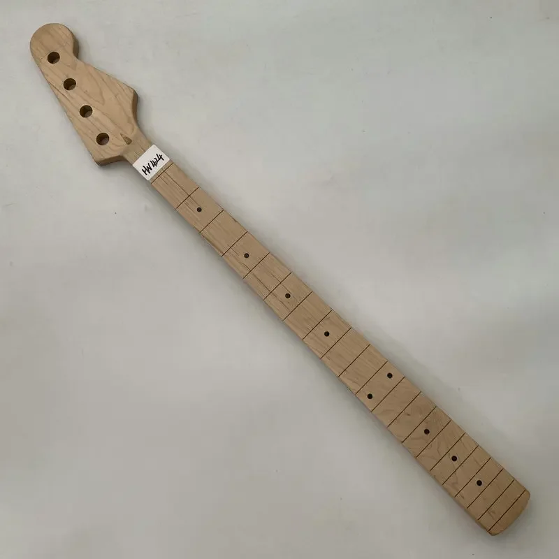 HN424 Custom Electric Bass 21 Frets  Unfinished 4 String Bass Neck Natural Solid Maple without Frets Standard Scales Length