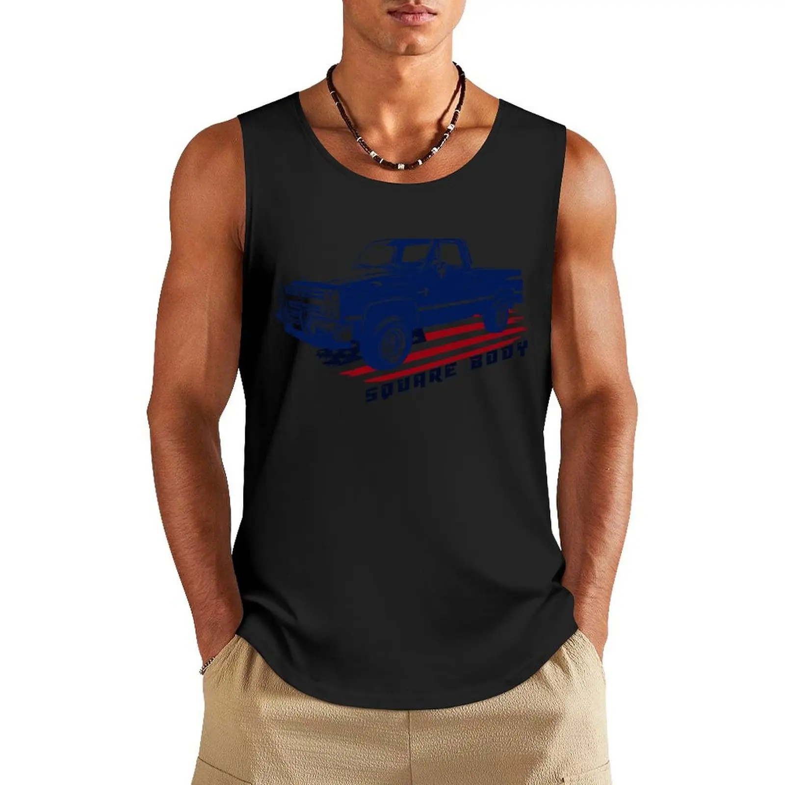 Square Body Pickup Truck 1985 K10 Tank Top Sports shirt man Sports clothing gym men Short sleeve