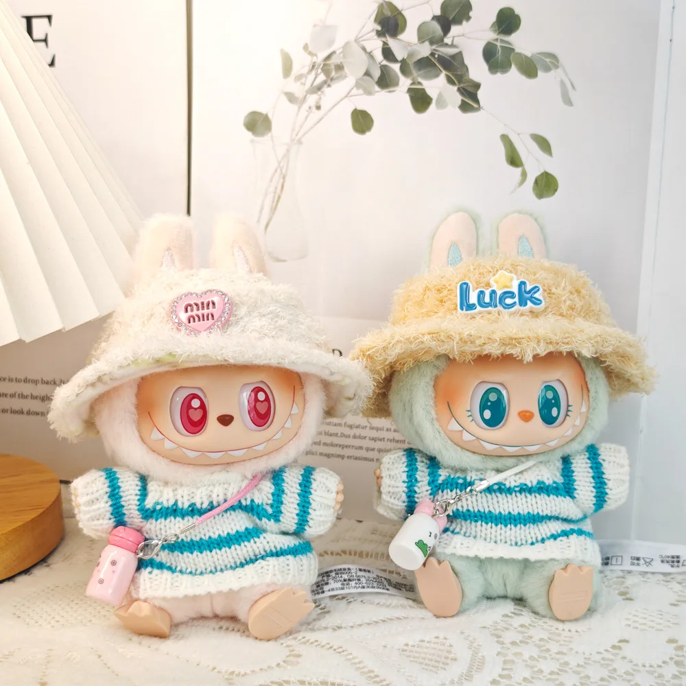 Poupées Labubu I II Idol, vêtements de courses en peluche mignons, poupées Kpop coréennes Exo Idol, vêtements salopettes, accessoires de bricolage, cadeaux, 17cm