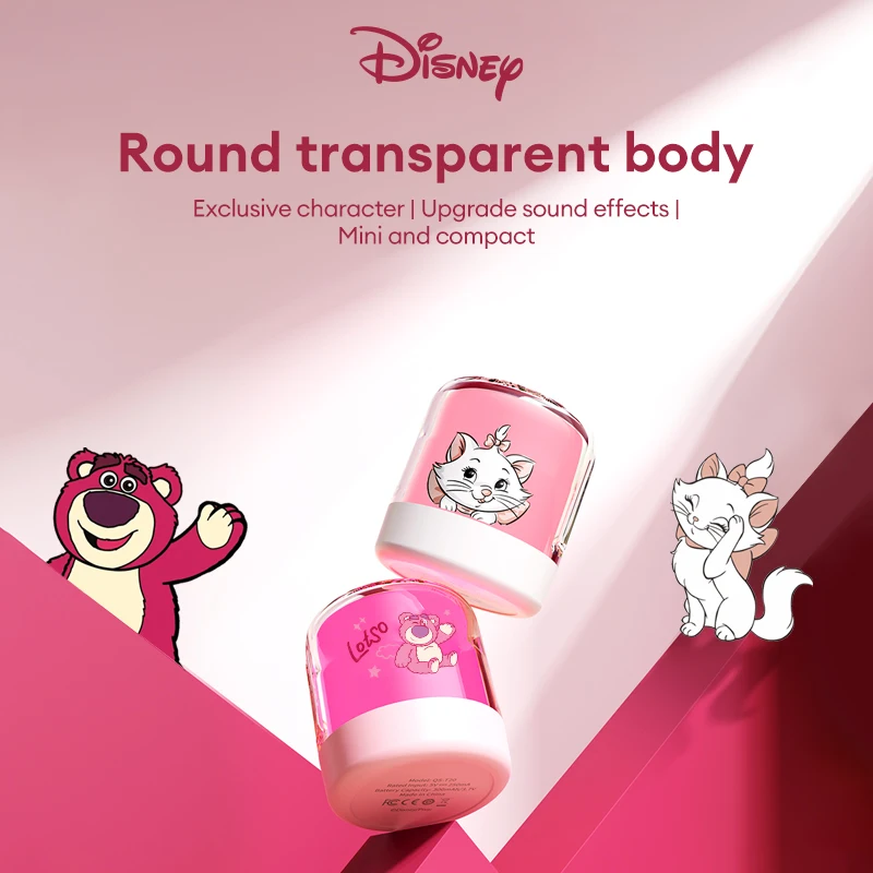 Disney QS-T20 Wireless Bluetooth 5.3 Earphones HiFi Sound Smart Touch Headphones Earbuds With RGB Light New Cute Lotso Marie Cat