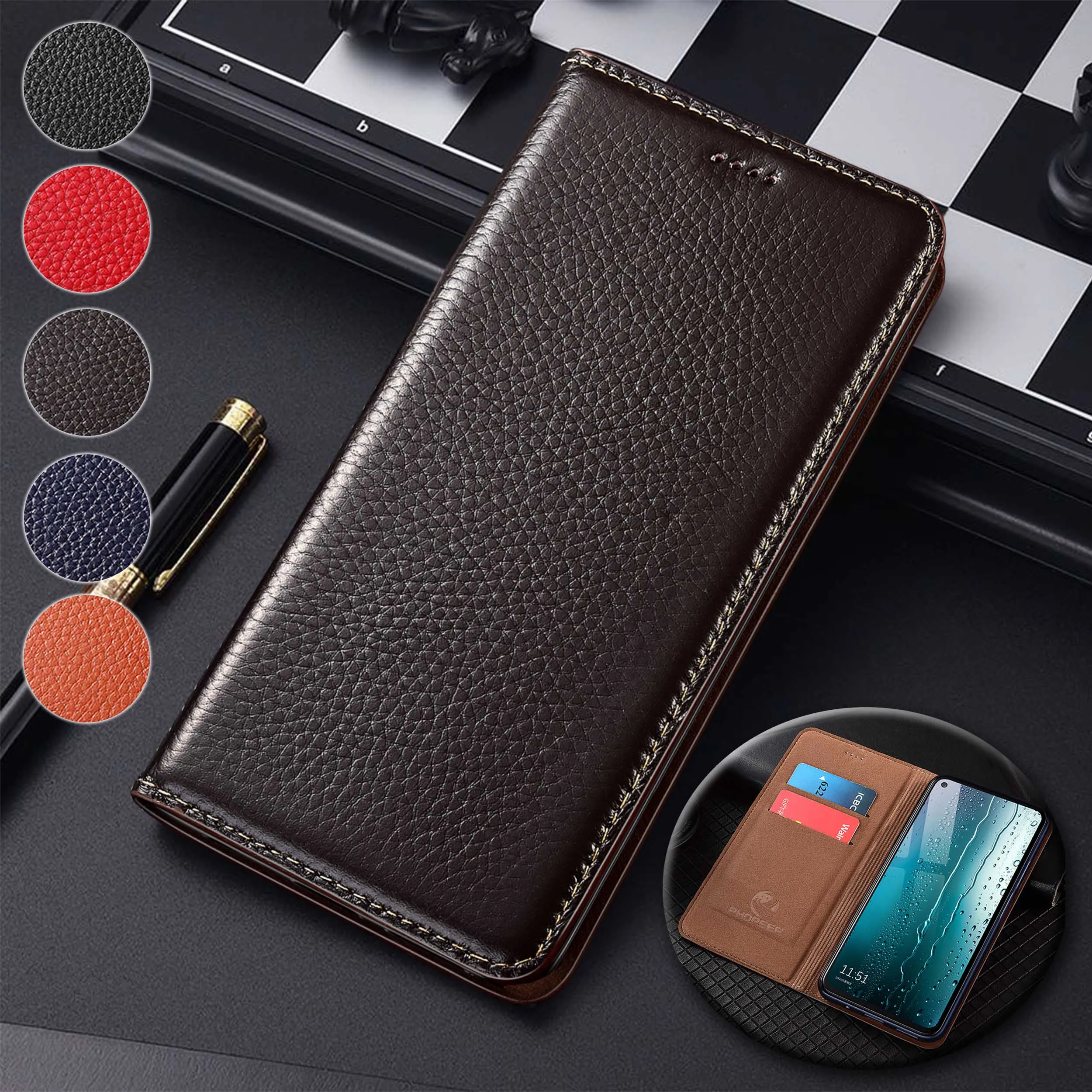 

Для Xiaomi 12 12S 12X 12T 13 13T 14 14T 15 15S Pro Ultra Civi Lite с большим узором личи из натуральной кожи, раскладной чехол для телефона из воловьей кожи